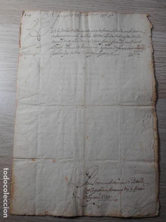 Manuscritos antiguos: ANTIGUA ESCRITURA.VENTA TIERRA.TARRAGONA 1739.