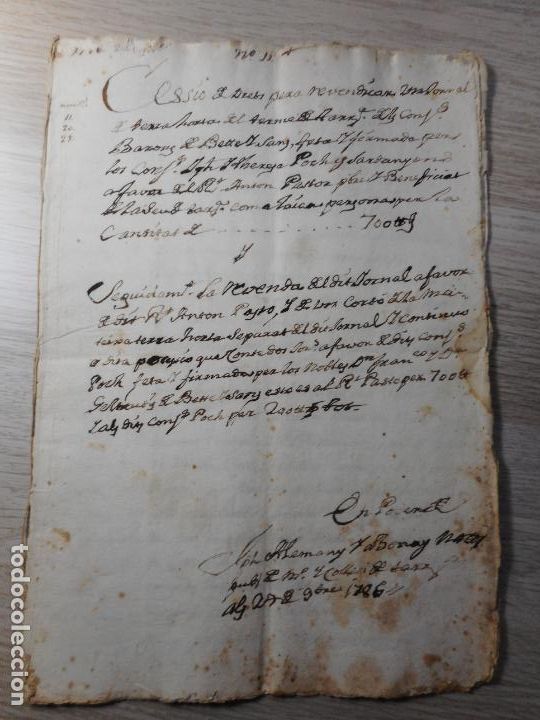 Manuscritos antiguos: ANTIGUA ESCRITURA.JOSEPH POCH-THERESA POCH SARDA&Ntilde;ONS.BARON FRANCISCO DE BETTE.TARRAGONA 1786