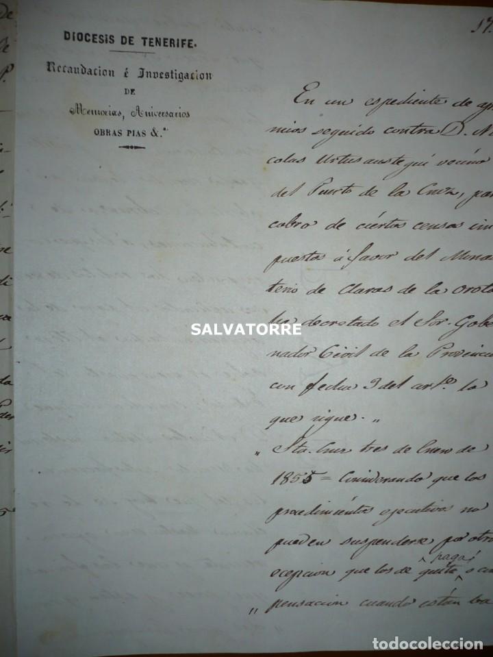 Alte Manuskripte: CARTA DE NICOL&Aacute;S POWER.PADRE DE TEOBALDO POWER.DIOCESIS TENERIFE.1854.CANARIAS