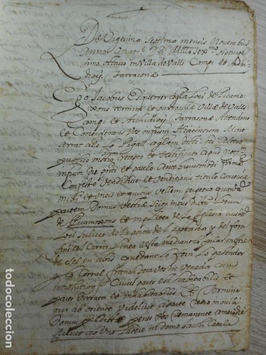 Manuscrits anciens: ANTIGUO MANUSCRITO.JACOBUS ESQUERRER.PICAMOIXONS.TARRAGONA 1678