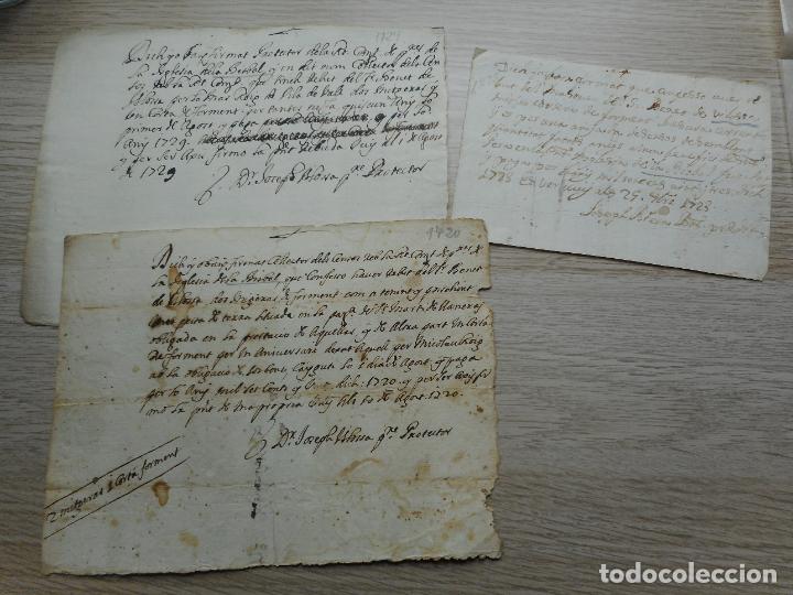 Manuscritos antigos: ANTIGUOS RECIBOS MANUSCRITOS.IGLESIA DE LA BISBAL.GERONA.1720.1723.1729