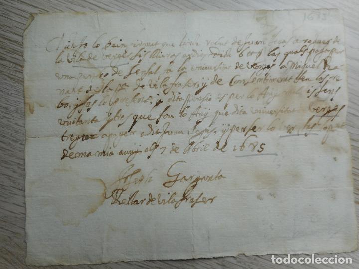 Manuscritos antigos: ANTIGUO RECIBO MANUSCRITO.VILA DE VERGES.GERONA 1685