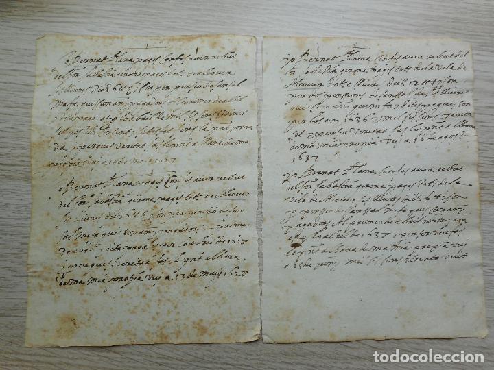 Manuscritos antiguos: DOS ANTIGUOS RECIBOS MANUSCRITOS.BERNAT LLANA-SEBASTIA GIRONA.ALCOVER.TARRAGONA 1627-1638