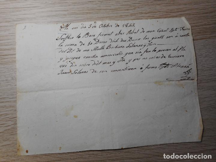 Manuscritos antigos: ANTIGUO RECIBO.BARBARA SOLANAS Y FARRE.VILLA DEL PLA.TARRAGONA 1847