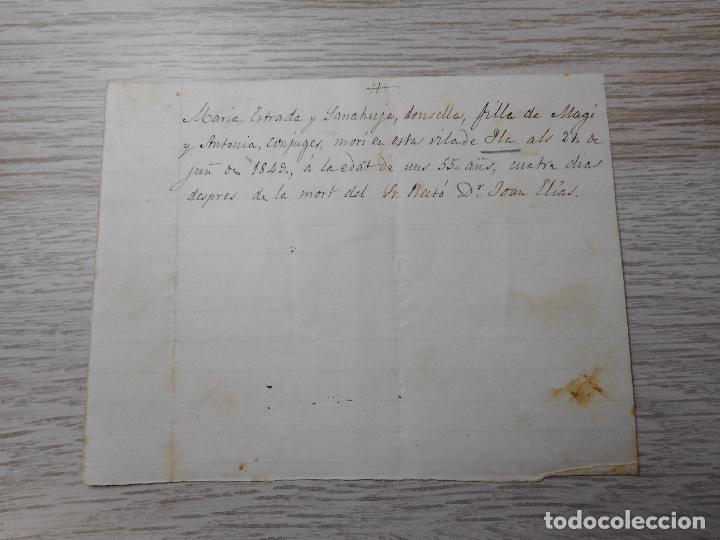 Manuscritos antigos: ANTIGUO MANUSCRITO.DEFUNCION DE MARIA ESTRADA SANAHUJA.VILLA DEL PLA.TARRAGONA 1849