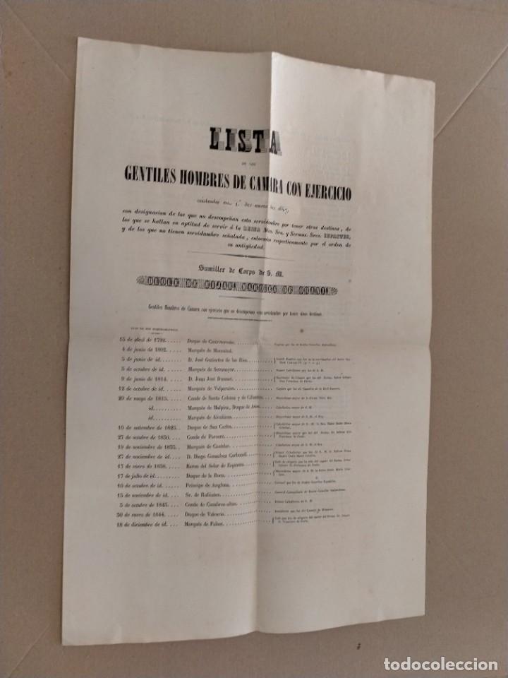 Manuscritos antigos: documento de isabel ii lista de gentiles hombres