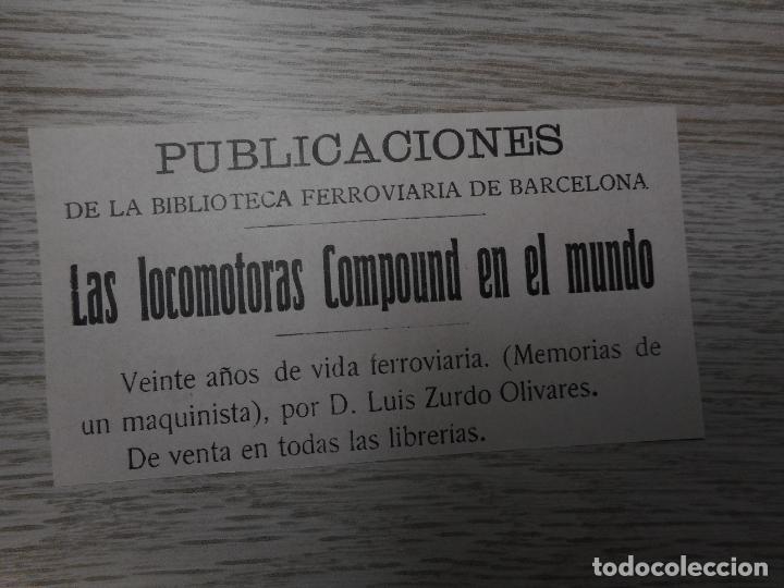 Manuscritos antigos: ANTIGUA PUBLICIDAD.LUIS ZURDO OLIVARES.LAS LOCOMOTORAS COMPOUND EN EL MUNDO 1915