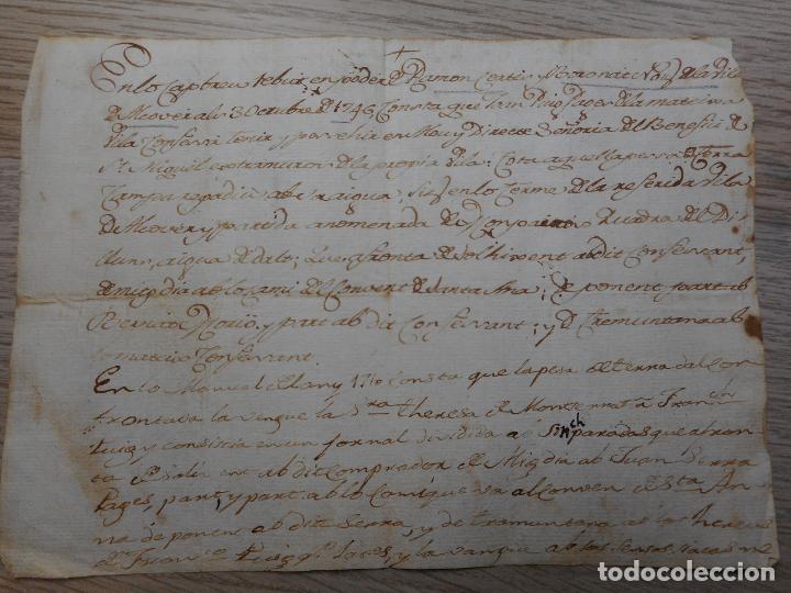 Manuscritos antigos: ANTIGUO RECIBO MANUSCRITO.RAMON CORTES BORONAT.ALCOVER TARRAGONA 1746.