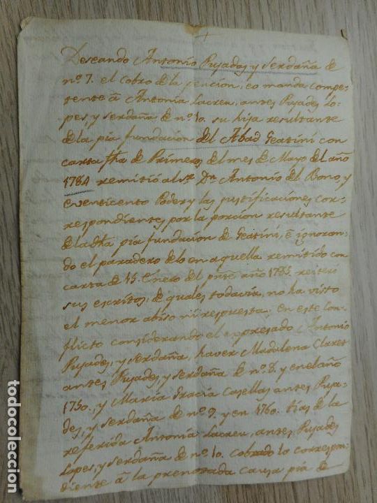 Alte Manuskripte: ANTIGUO MANUSCRITO.ANTONIO PUJADAS VERDA&Ntilde;A.FUNDACION PIA ABAD GEARINI.BARCELONA 1784-85