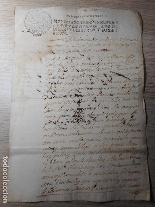 Alte Manuskripte: ANTIGUA ESCRITURA.MANUSCRITO.VILLA DE ALFORJA.TARRAGONA 1717