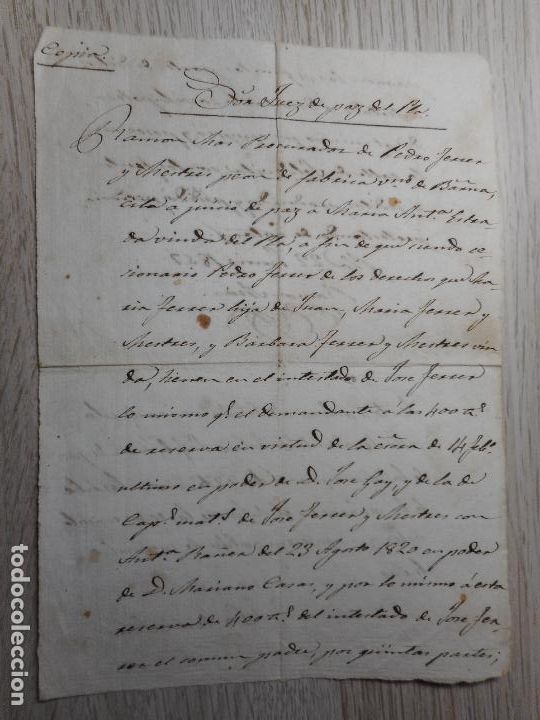 Alte Manuskripte: ANTIGUO MANUSCRITO.PEDRO FERRE MESTRES.VILLA DEL PLA DEL PANADES? 1859