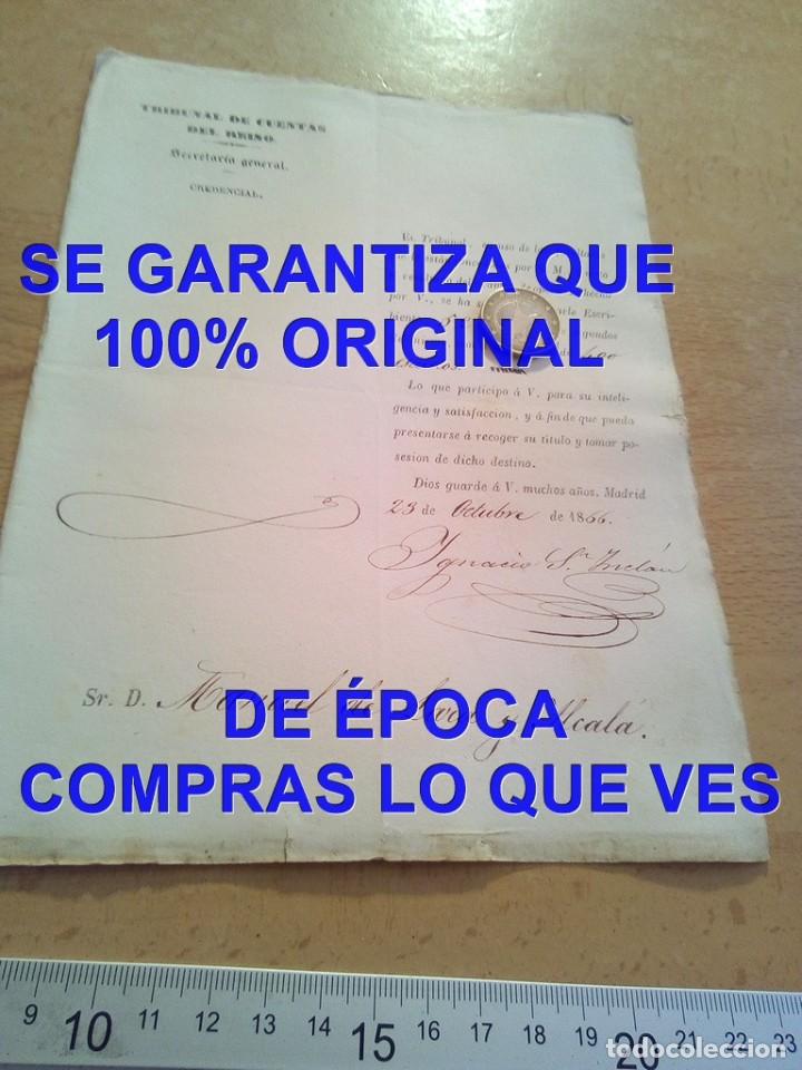 Alte Manuskripte: 1866 TRIBUNAL DE CUENTAS DEL REINO NOMBRAMIENTO ESCRIBIENTE MANUSCRITO MANUEL LARA ALCALA E61