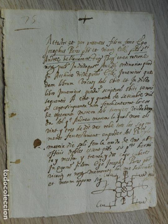 Manoscritti antichi: ANTIGUO MANUSCRITO.JOSEPHUS PARES.ANDREU MORERA.SANT ANDREU LLAVANERES.LLAVANERAS SIGLO XVII