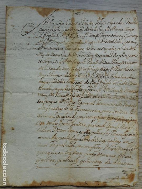 Manuscritos antiguos: ANTIGUO MANUSCRITO.JOSEPH AGUADER.SALVADOR JAQUES.MONTBLACH- JOAN MONTSERRAT.ALCOVER 1696