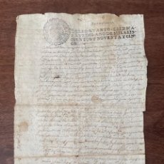 Manuscritos antiguos: AÑO 1695. CORTEGANA. HUELVA. ESCRITURA DE SUERTE DE TIERRA EN LA ALCARAVOZA, CORTEGANA. MAYORAZGO