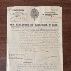 Manuscritos antiguos: AÑO 1856. TALAVERA. REDENCIÓN DE CENSOS PROCEDENTES DE LA BENEFICIENCIA. CARTA DE PAGO.. Lote 301092033