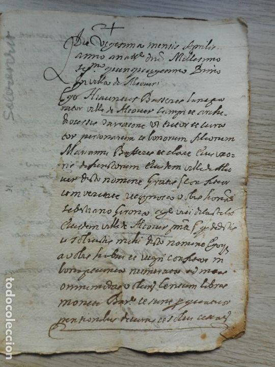 Manuscritos antiguos: ANTIGUO MANUSCRITO.VILLA DE ALCOVER TARRAGONA 1680