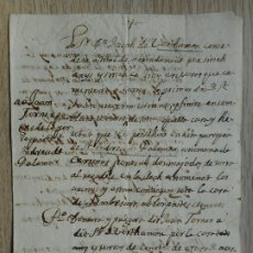 Manuscritos antiguos: ANTIGUO MANUSCRITO.JOSEPH VERTRAMON.JUAN BOLOIX BATTLE MIGUAL.BARCELONA 1738. Lote 301658633