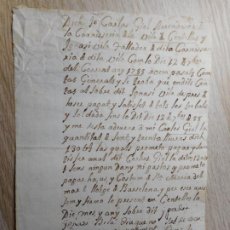 Manuscritos antiguos: ANTIGUO MANUSCRITO.CARLOS GIOL.JUAN TUSET.VILLA DE CENTELLES 1788. Lote 301931778