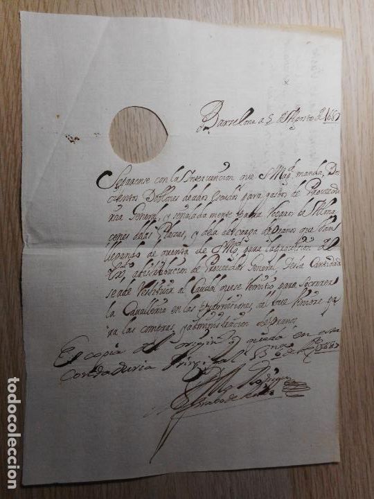 Manuscrits anciens: ANTIGUA CARTA.MANUSCRITO CATALAN.BARCELONA 1687