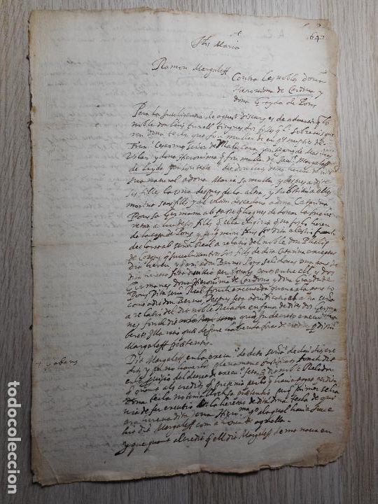 Manuscrits anciens: ANTIGUO MANUSCRITO.RAMON MARGALEFF.NOBLEZA.LLEIDA.LERIDA SIGLO XVII