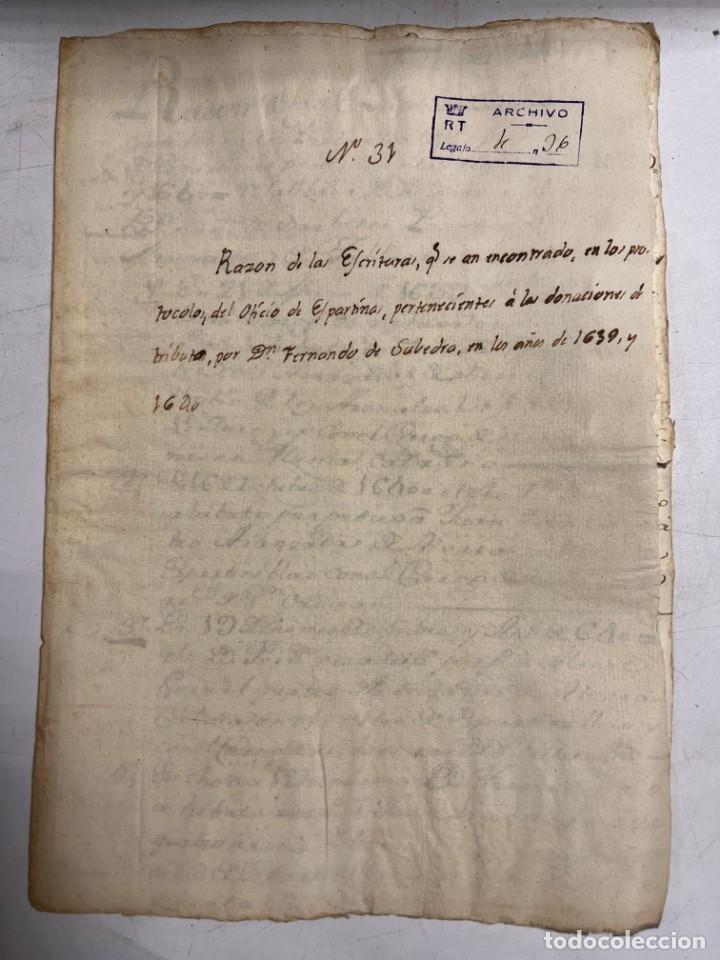 Manuscritos antiguos: ESPARTINAS, 1639. DONACIONES DE TRIBUTOS. VER/LEER - Foto 1