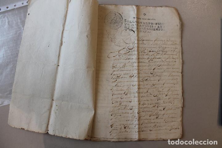 Alte Manuskripte: 1740, ESCRITURA EN LAT&Iacute;N, SELLO CUARTO, 20 MARAVEDIS