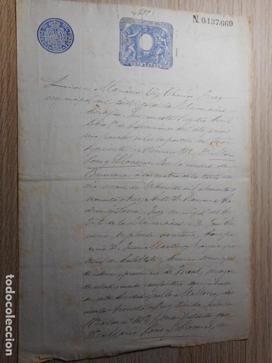 Alte Manuskripte: ANTIGUA ESCRITURA.CERTIFICADO DEFUNCION.D&ordf; MARIA PONS LLOVERAS.BARCELONA 1894