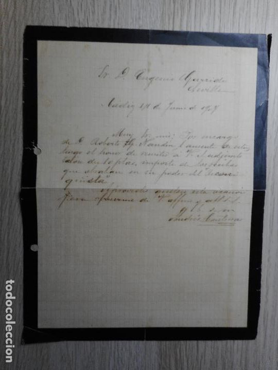 Alte Manuskripte: ANTIGUA CARTA EUGENIO GARRIGA.PERIODICO LA RECONQUISTA-ANDRES CONTRERAS.CADIZ 1907
