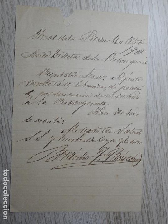 Manuscritos antiguos: ANTIGUA CARTA EUGENIO GARRIGA.LA RECONQUISTA-BRAULIO BASCONES? OLMOS DE LA PICAZA.BURGOS 1908