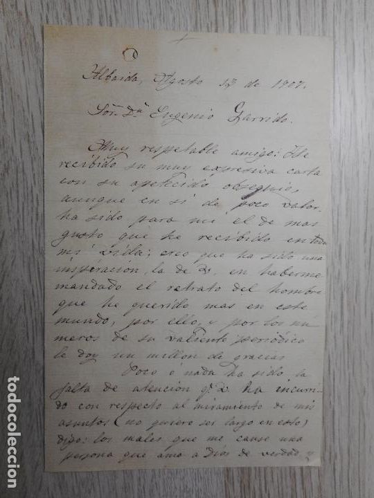 Alte Manuskripte: ANTIGUA CARTA EUGENIO GARRIGA.PERIODICO LA RECONQUISTA- AMBROSIO LOPEZ.CAPELLAN.ALBAIDA 1907