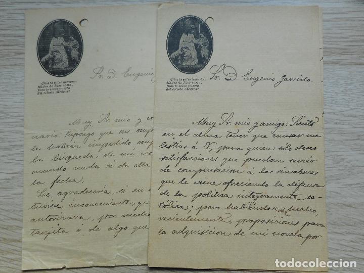 Alte Manuskripte: ANTIGUAS CARTAS EUGENIO GARRIGA.LA RECONQUISTA-MARIA PILAR GONZALEZ.VIUDA GARCIA PEGO.SEVILLA 1909