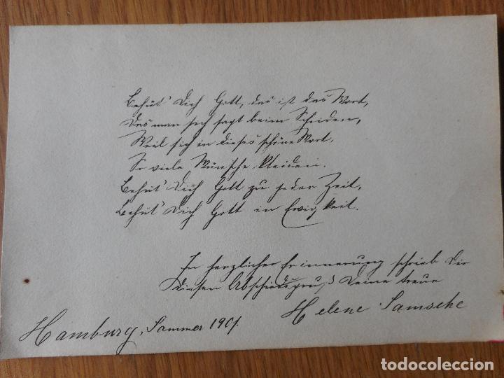Alte Manuskripte: ANTIGUO POEMA MANUSCRITO.HELENE LAMSCHE.HAMBURG 1901.