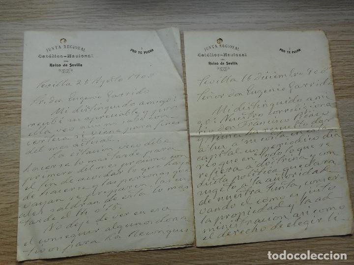 Manuscritos antiguos: ANTIGUAS CARTAS EUGENIO GARRIGA.LA RECONQUISTA-JUAN GRIMARENT.SEVILLA 1902.