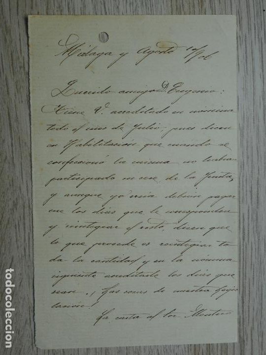 Alte Manuskripte: ANTIGUA CARTA EUGENIO GARRIGA.PERIODICO LA RECONQUISTA-LEYVA.MALAGA 1906