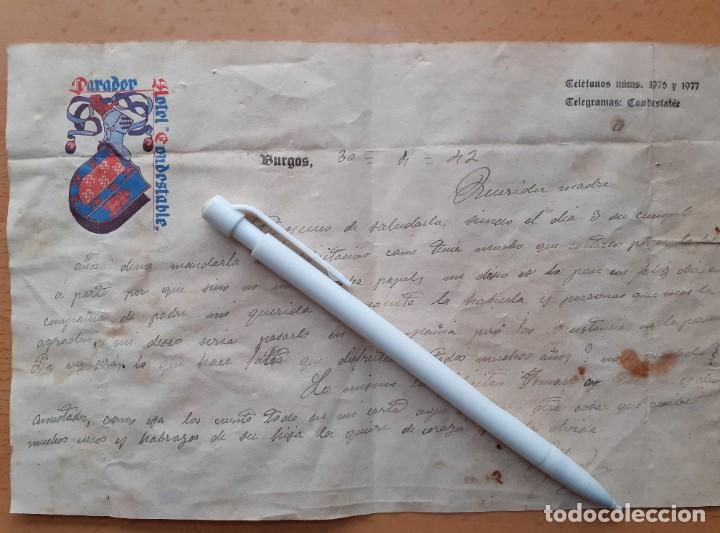 Alte Manuskripte: Carta manuscrita 1942 con logotipo del Parador Hotel Condestable de Burgos