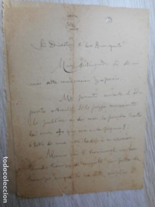 Alte Manuskripte: ANTIGUA CARTA EUGENIO GARRIGA.LA RECONQUISTA-MIGUEL CARCAGENTE.CAPUCHINO.SEVILLA 1907