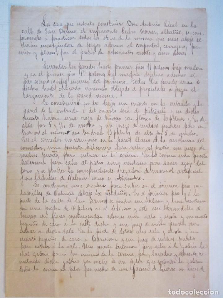 Manuscritos antiguos: PRESUPUESTO DE ALBA&Ntilde;IL PARA LA CONSTRUCION DE UNA CASA POR 825 DUROS BADALONA 1883
