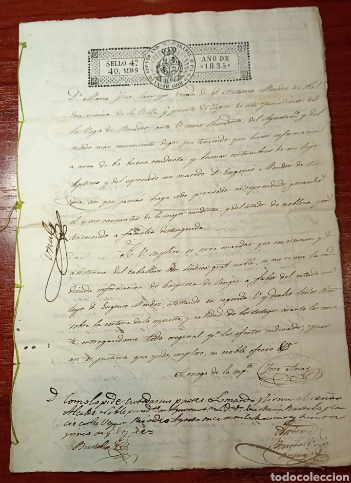 Manuscritos antigos: Documento de 1835