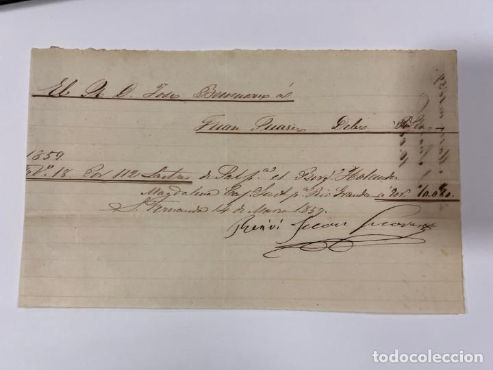 Manuscrits anciens: C&Aacute;DIZ, 1859. SALINAS. RECIBO POR VENTA DE SAL.