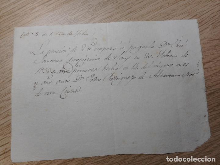 Manuscritos antiguos: ANTIGUO RECIBO MANUSCRITO.JOSE SANROMA SANS.BARCELONA 1853. PEDRO RODRIGUEZ ALCANTARA NOVO.