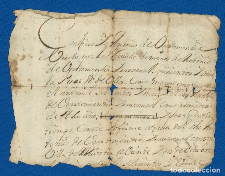 Manuscritos antiguos: Manuscrito. Antonio de Ugartemendia. 1700