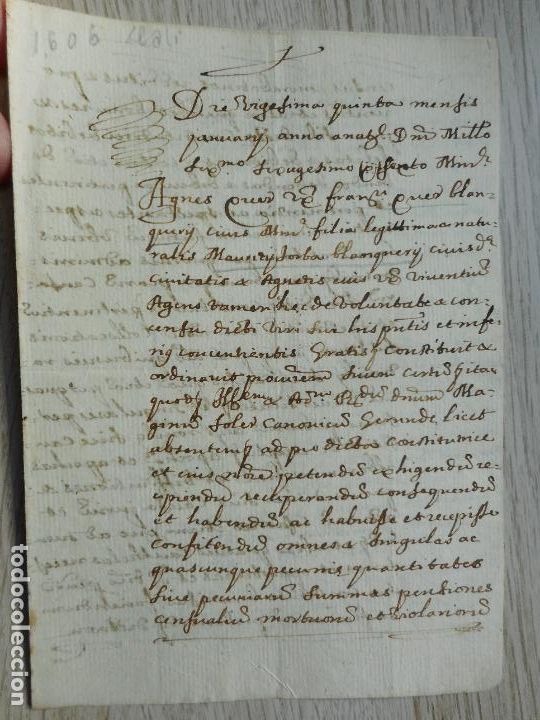 Manuscritos antiguos: ANTIGUO MANUSCRITO. APELLIDO BLANQUER O BLAQUERY. 1606 - Foto 1