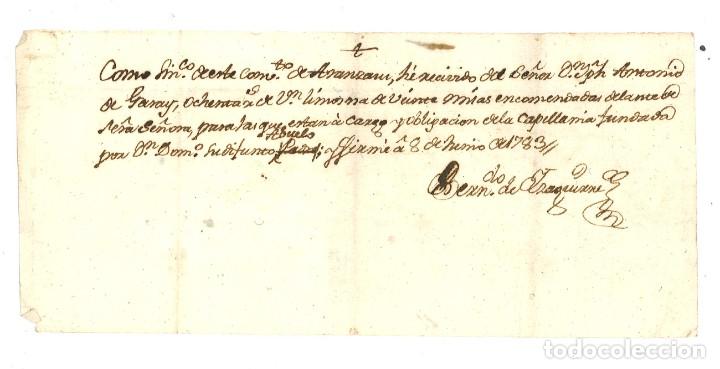 Manuscritos antiguos: Manuscrito. Ar&aacute;nzazu, Gipuzkoa, junio de 1783. Bernardo de Izaguirre