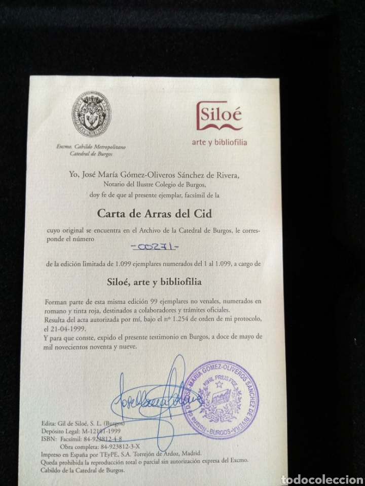 Manuscritos antiguos: Carta de Arras del Cid - Foto 1