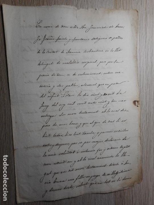 Manuscritos antiguos: ANTIGUO MANUSCRITO.CATALAN.PARCH Y FONTANER.MARIANO BATLLES.MANRESA 1830?