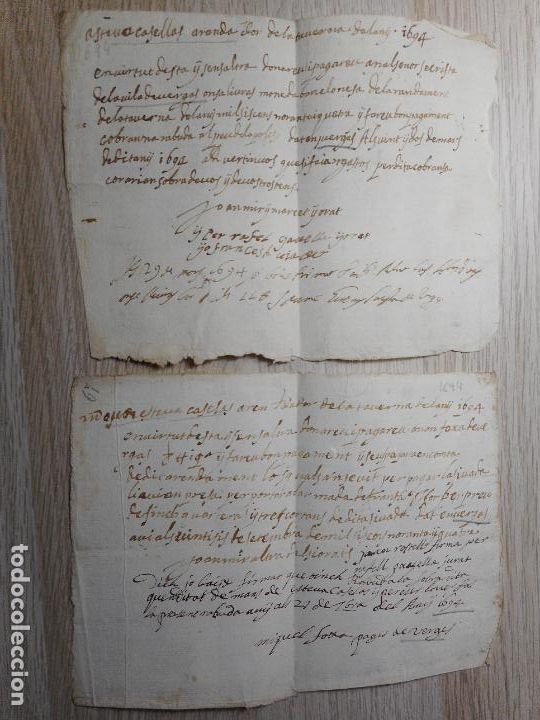 Manuscritos antiguos: ANTIGUOS RECIBOS MANUSCRITOS.CATALAN.CASELLAS ARANDA.BERGA? EN VERGES GERONA 1694