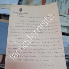 Manuscritos antiguos: ANTIGUA CARTA MANUSCRITA DIPUTADO CORTES ZARAGOZA DIRIGIDA A ANDRES TARI ELCHE ALICANTE 1907. Lote 312489778