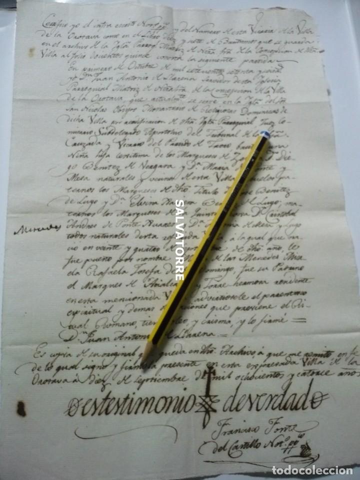 Manuscritos antiguos: MANUSCRITO OROTAVA.TENERIFE.1814.TESTIMONIO VERDAD.MARQU&Eacute;S CELADA. FONTE.PONTE.BENITEZ.VERGARA.LUGO