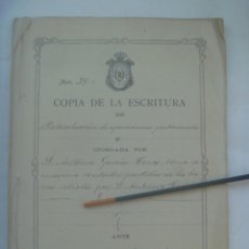 Manuscritos antiguos: NOTARIO MARIANO DE SOTA : COPIA ESCRITURA PROTOCOLACION BIENES. SEVILLA, 1917. MANUSCRITO, 18 FOLIOS. Lote 313728803